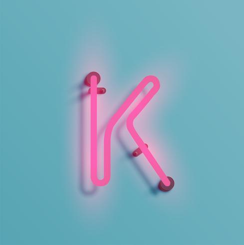 Realistic neon character from a typeset, vector