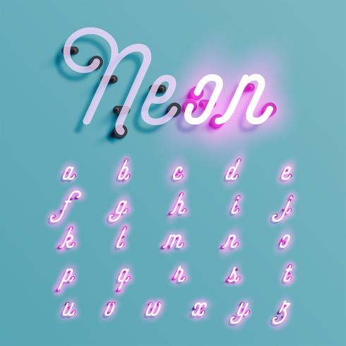 Realistic neon character typeset, vector