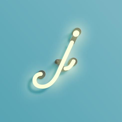 Realistic neon character from a typeset, vector