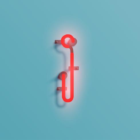 Realistic neon character from a typeset, vector