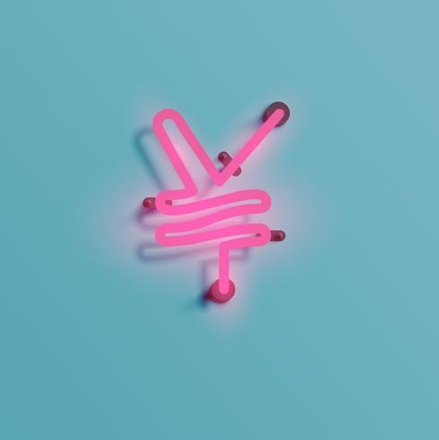 Realistic neon character from a typeset, vector