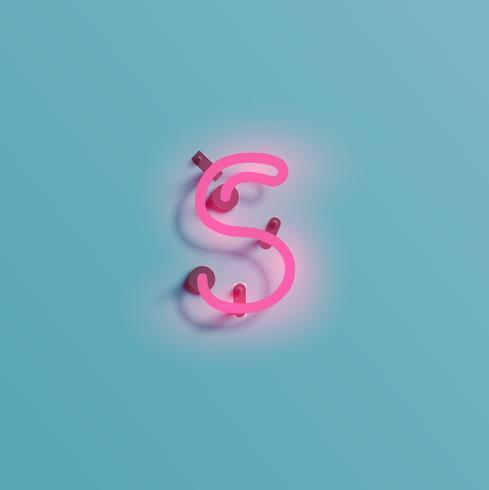 Realistic neon character from a typeset, vector