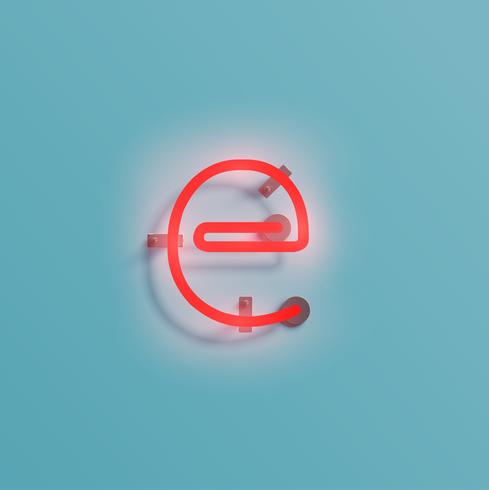 Realistic neon character from a typeset, vector