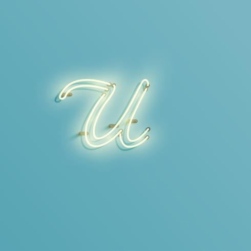 Realistic neon character from a typeset, vector