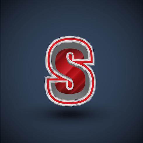 3D red steel font character, vector