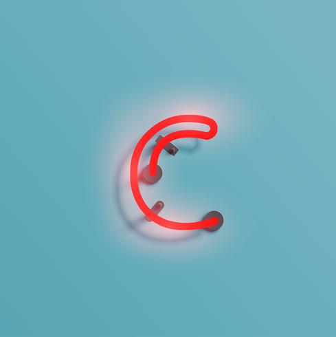 Realistic neon character from a typeset, vector