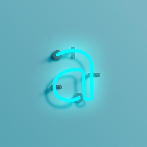 Realistic neon character from a typeset, vector