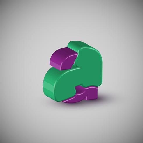 3D colorful character from a typeset, vector