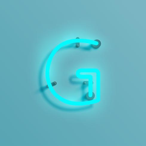 Realistic neon character from a typeset, vector