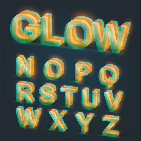3d glowing typeset, vector