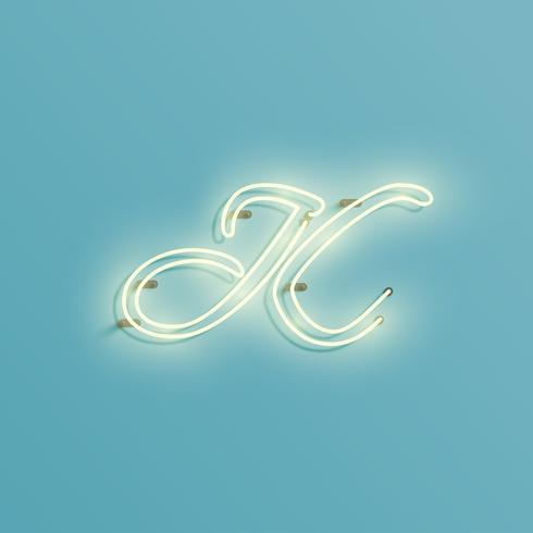 Realistic neon character from a typeset, vector