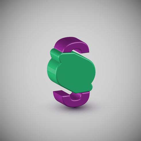 Colorido personaje 3D de una tipografía, vector