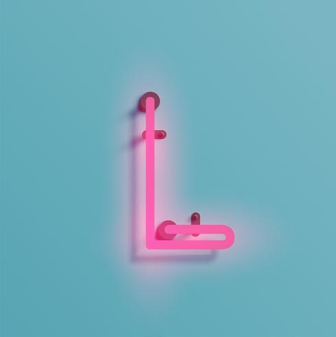 Realistic neon character from a typeset, vector