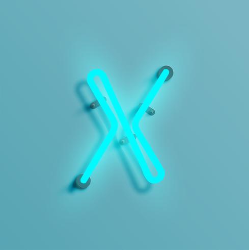 Realistic neon character from a typeset, vector