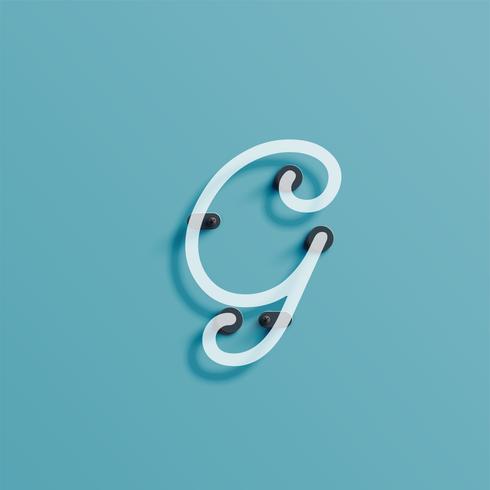Realistic neon character from a typeset, vector