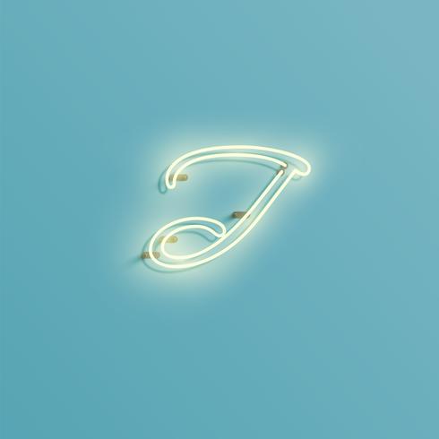 Realistic neon character from a typeset, vector