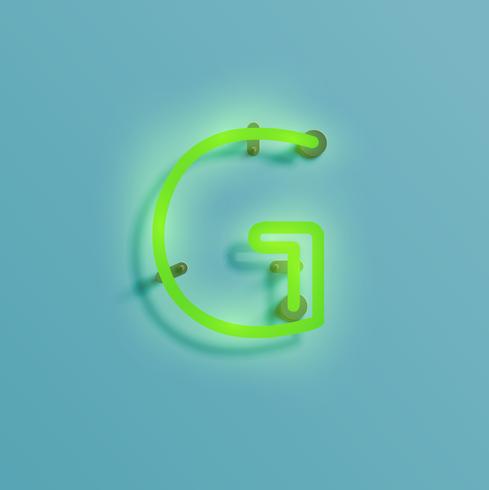 Realistic neon character from a typeset, vector