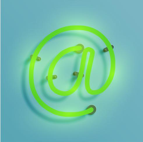 Realistic neon character from a typeset, vector