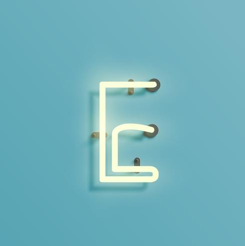 Realistic neon character from a fontset, vector