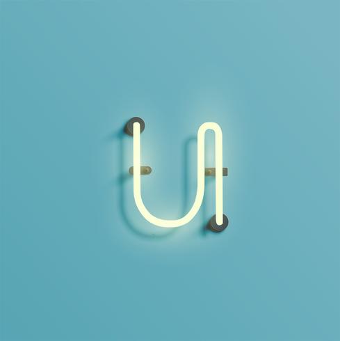 Realistic neon character from a fontset, vector