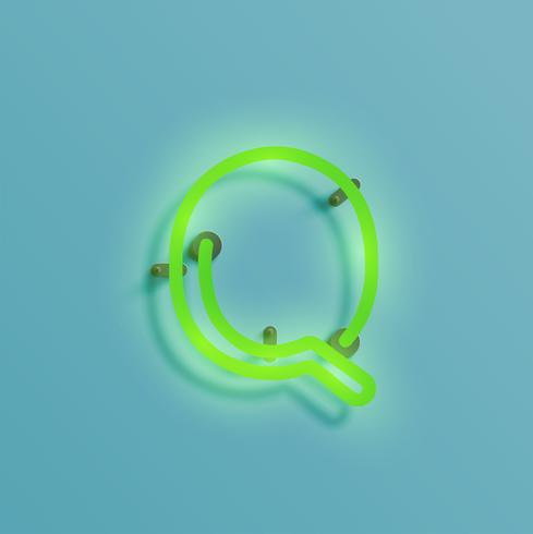 Realistic neon character from a typeset, vector