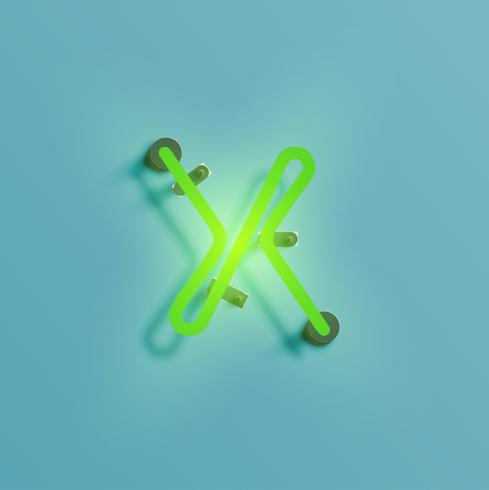 Realistic neon character from a typeset, vector