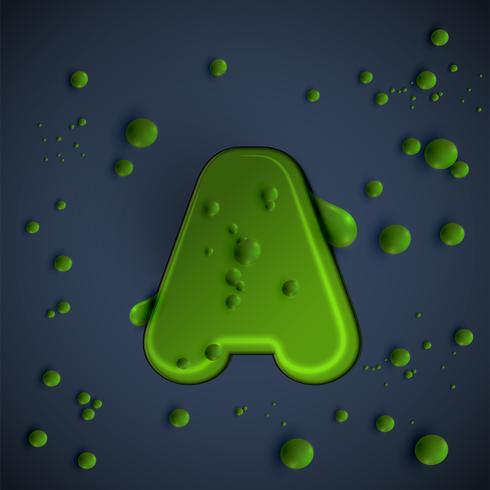 Green slime font, vector