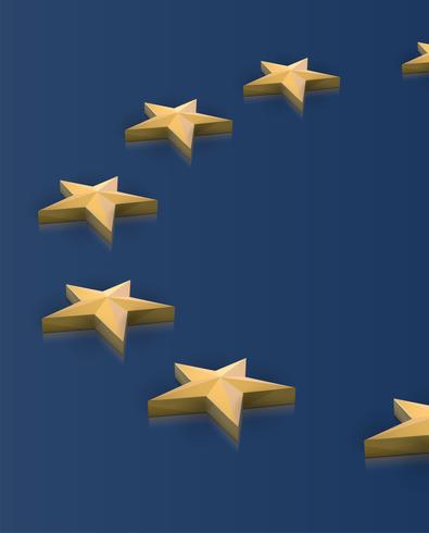 European Union flag stars in 3D, vector