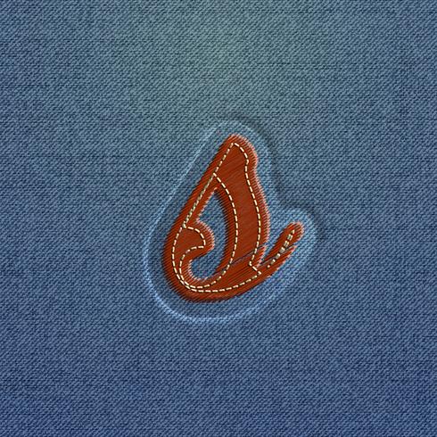 Character made by denim, from a typeface, vector