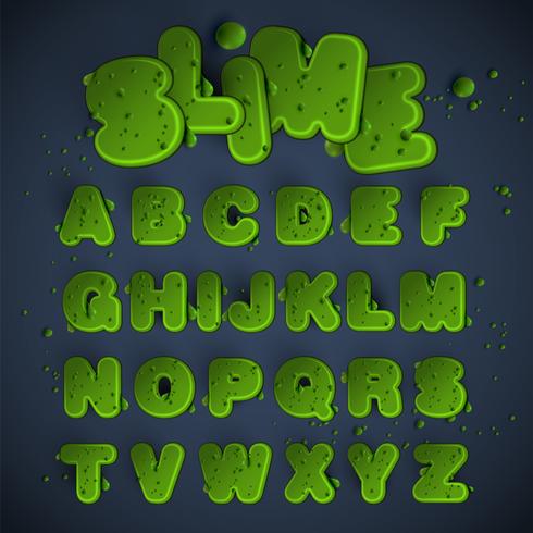 Green slime font set, vector