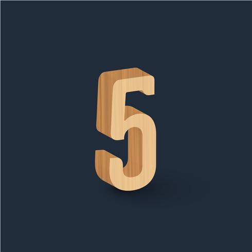 3D wood font character, vector