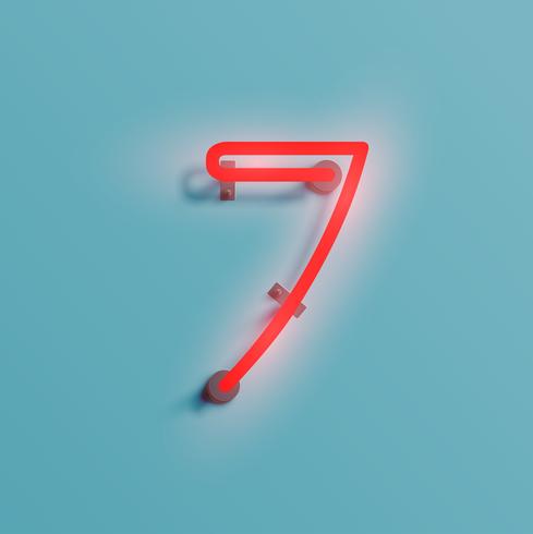 Realistic neon character from a typeset, vector
