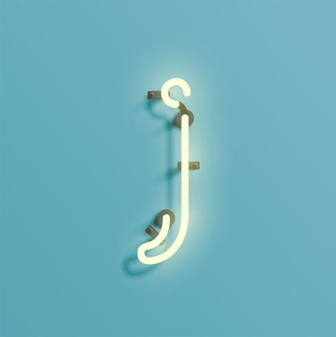 Realistic neon character from a fontset, vector