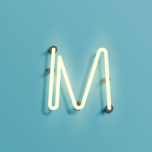 Realistic neon character from a fontset, vector