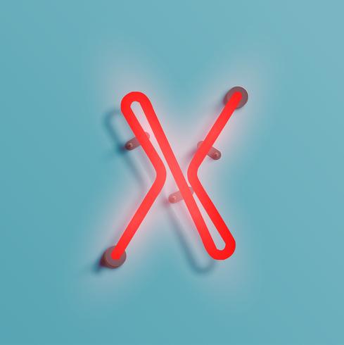 Realistic neon character from a typeset, vector