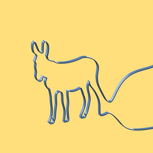 Realistic ribbon shapes an animal, vector illustration