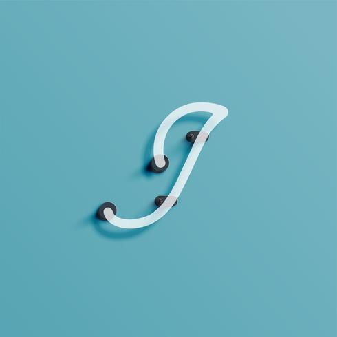 Realistic neon character from a typeset, vector