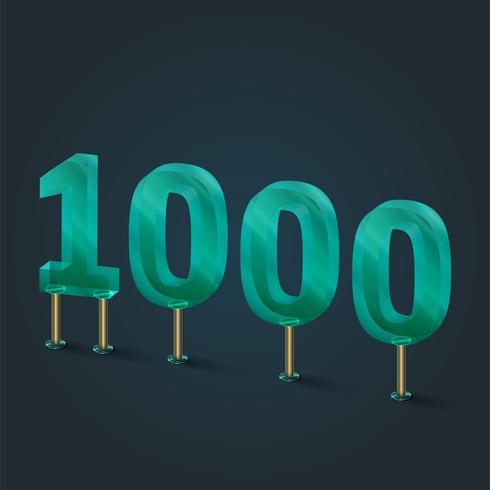 Number made by glass, vector