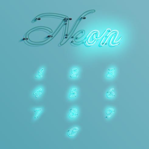 Realistic neon character typeset, vector