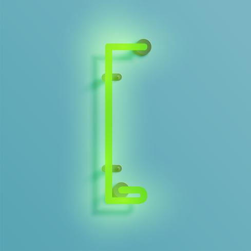 Realistic neon character from a typeset, vector