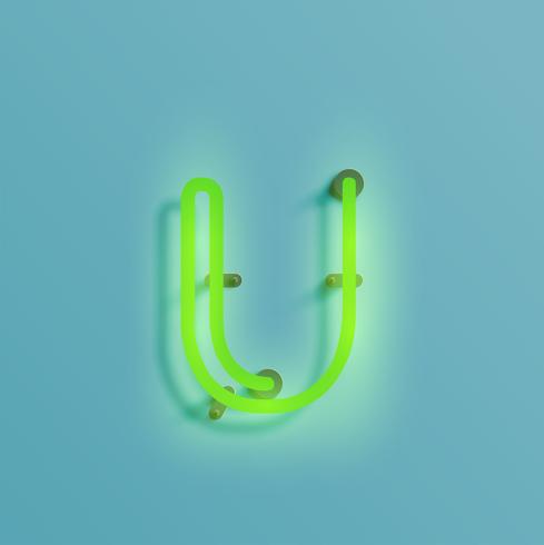 Realistic neon character from a typeset, vector