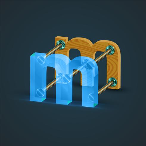 3D, realistic glass and wood character, vector