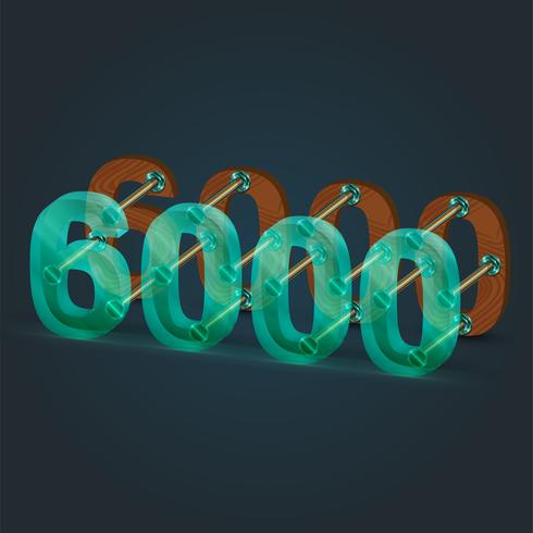 Number made by glass and wood, vector