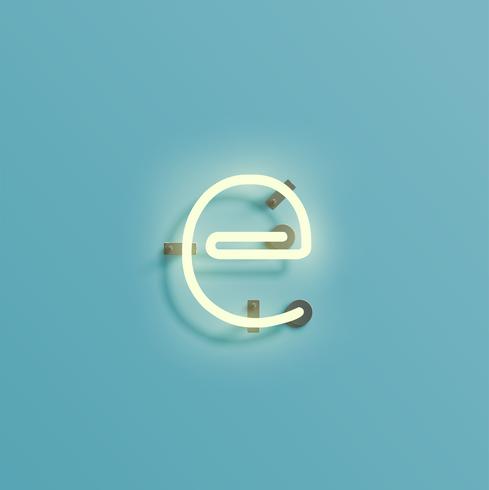 Realistic neon character from a fontset, vector