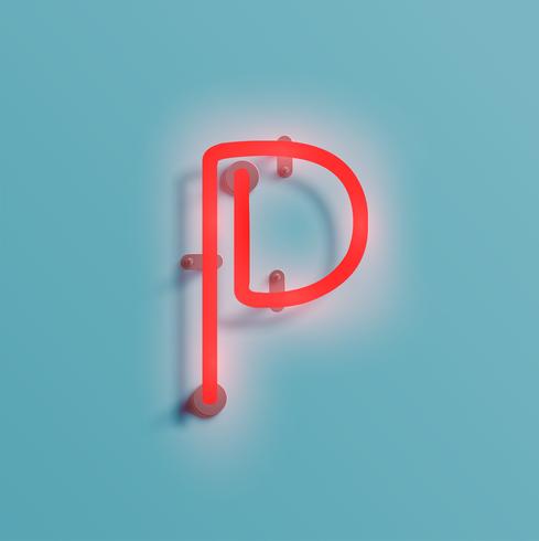 Realistic neon character from a typeset, vector