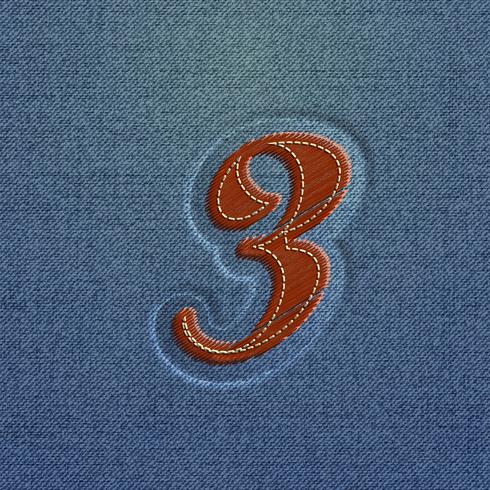 Character made by denim, from a typeface, vector