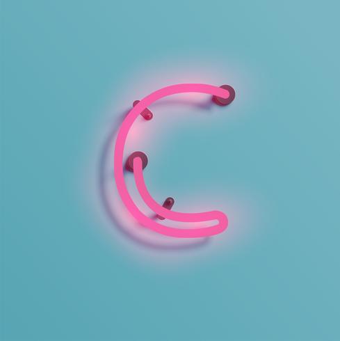 Realistic neon character from a typeset, vector