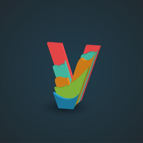 3D colorful layered character from a fontset, vector