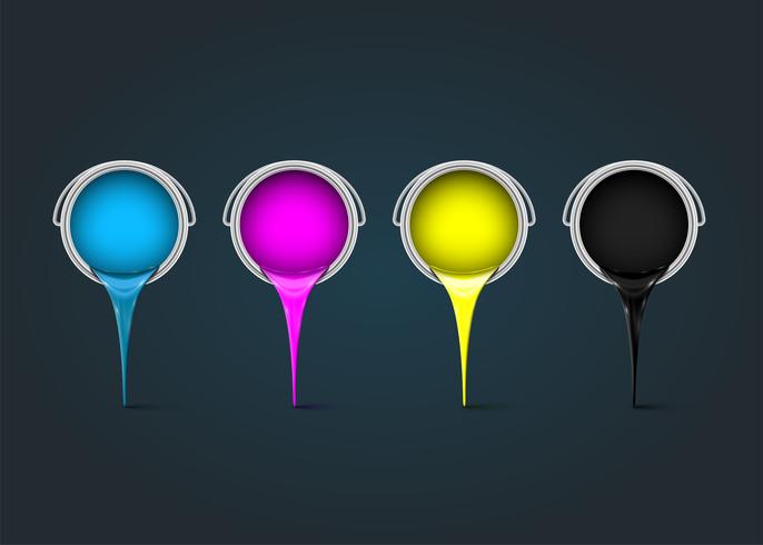 CMYK realistic cans, vector