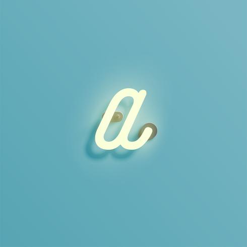 Realistic neon character from a typeset, vector